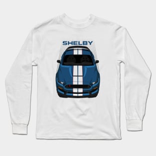 Ford Mustang Shelby GT350R 2015 - 2020 - Ford Performance Blue - White Stripes Long Sleeve T-Shirt